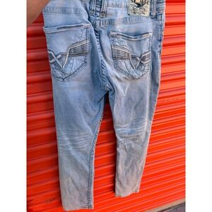 Salvage Supply Co Riot Taper Athletic Fit Jeans Light Wash Blue 34x34 Mens